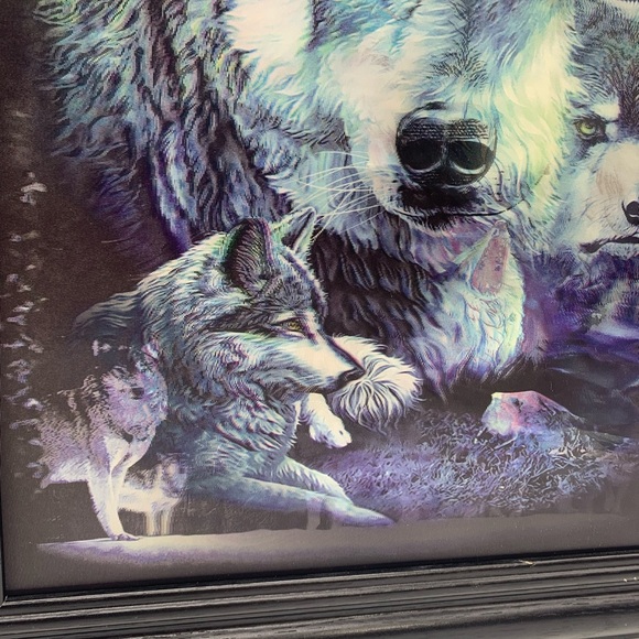 Vintage 3 Dimension Lenticular Framed Watching Wolves Multi Pictures - Picture 7 of 16